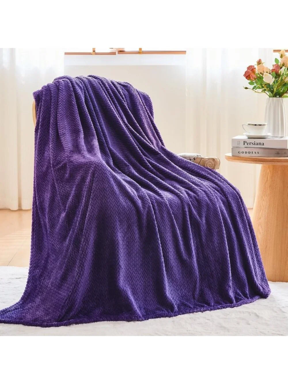 Cozy Dark Purple Soft Throw Blanket - Silky Flannel Fleece, Lightweight, All